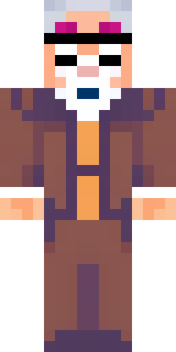 a friendly villager librarian in brown robes with glasses