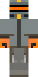 a battle-worn pilot in orange plating with scorch marks