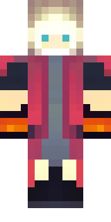 a fire mage in crimson robes with burning orange sleeves