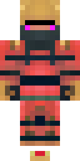 a samurai in red lacquered armor with a horned helmet