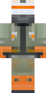 a battle-worn pilot in orange plating with scorch marks
