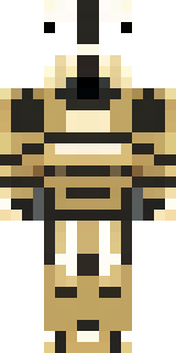 a piglin brute in gold armor with a snout and tusks
