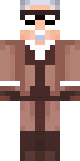 a friendly villager librarian in brown robes with glasses