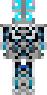 a chrome android with glowing blue eyes and exposed joints