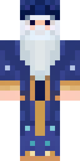 an old wizard in a starry midnight-blue robe and pointed hat
