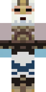 a frost viking in white furs and a horned helm