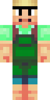a farmer villager in a straw hat with a green apron