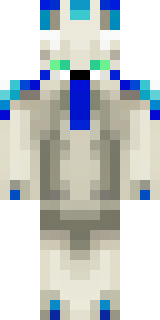 a snow fox spirit in white fur with blue markings