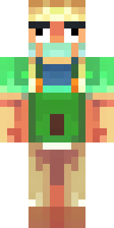 a farmer villager in a straw hat with a green apron