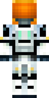 a mecha pilot in a white flight suit with a segmented helmet