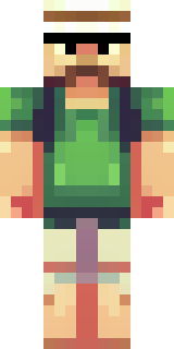 a farmer villager in a straw hat with a green apron
