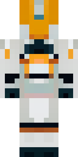 a mecha pilot in a white flight suit with a segmented helmet