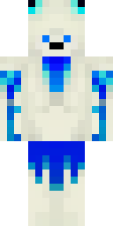 a snow fox spirit in white fur with blue markings
