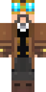a steampunk inventor in a brown leather coat and brass goggles