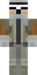 a battle-worn pilot in orange plating with scorch marks