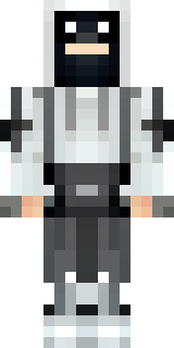 a white-clad ninja with silver throwing stars and a hood
