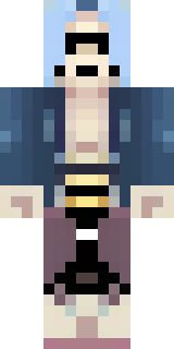 a ghostly pirate with pale skin and a tattered blue coat