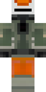 a battle-worn pilot in orange plating with scorch marks