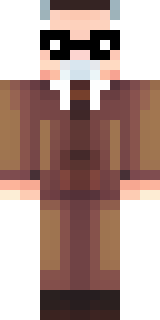 a friendly villager librarian in brown robes with glasses