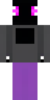 an enderman-inspired figure, tall and black with purple eyes