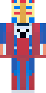 a masked hero in a sleek red and blue suit with a chest emblem