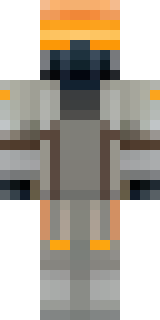 a battle-worn pilot in orange plating with scorch marks