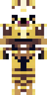 a piglin brute in gold armor with a snout and tusks