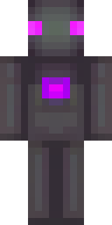 an enderman-inspired figure, tall and black with purple eyes