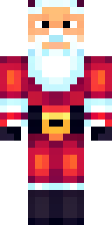 a jolly Santa in a red suit with a white beard and sack