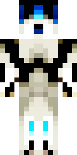 a snow fox spirit in white fur with blue markings