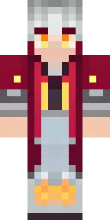 a fire mage in crimson robes with burning orange sleeves