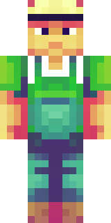 a farmer villager in a straw hat with a green apron