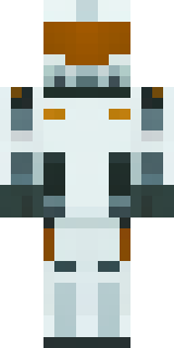 a mecha pilot in a white flight suit with a segmented helmet