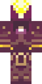 a nether hunter in crimson hide with glowing gold trim