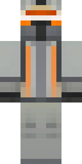 a battle-worn pilot in orange plating with scorch marks