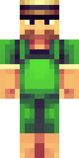 a farmer villager in a straw hat with a green apron