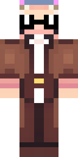 a friendly villager librarian in brown robes with glasses