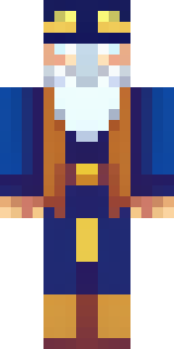 an old wizard in a starry midnight-blue robe and pointed hat