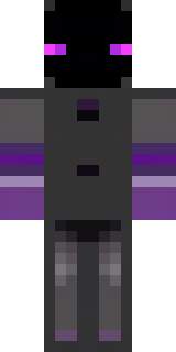 an enderman-inspired figure, tall and black with purple eyes