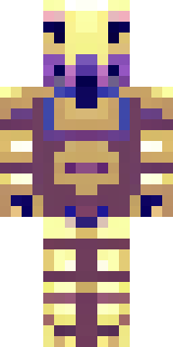a piglin brute in gold armor with a snout and tusks