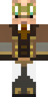 a steampunk inventor in a brown leather coat and brass goggles