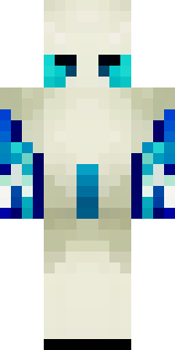 a snow fox spirit in white fur with blue markings