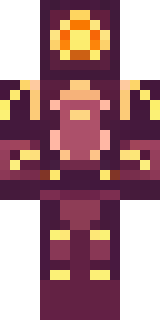 a nether hunter in crimson hide with glowing gold trim