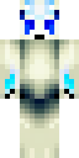 a snow fox spirit in white fur with blue markings