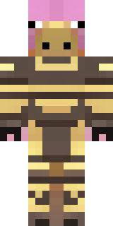 a piglin brute in gold armor with a snout and tusks