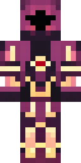 a nether hunter in crimson hide with glowing gold trim