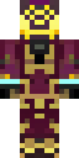 a nether hunter in crimson hide with glowing gold trim