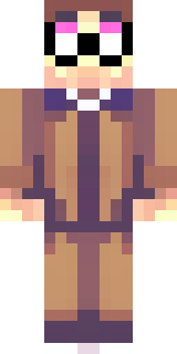 a friendly villager librarian in brown robes with glasses