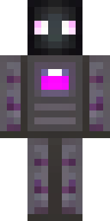 an enderman-inspired figure, tall and black with purple eyes