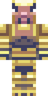 a piglin brute in gold armor with a snout and tusks
